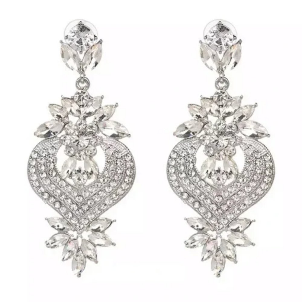 Stunning 3.5" Crystal Chandelier Bridal Pageant Occasion Earrings